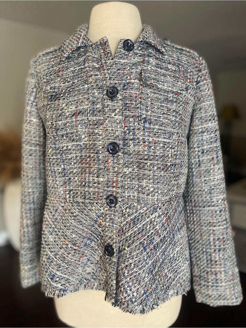 Chico's Multicolor Tweed Button-Front Jacket - Picture 2 of 8